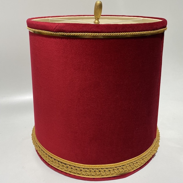 LAMPSHADE, Empire Style (Large) - Red Velvet w Gold Trim & Finial